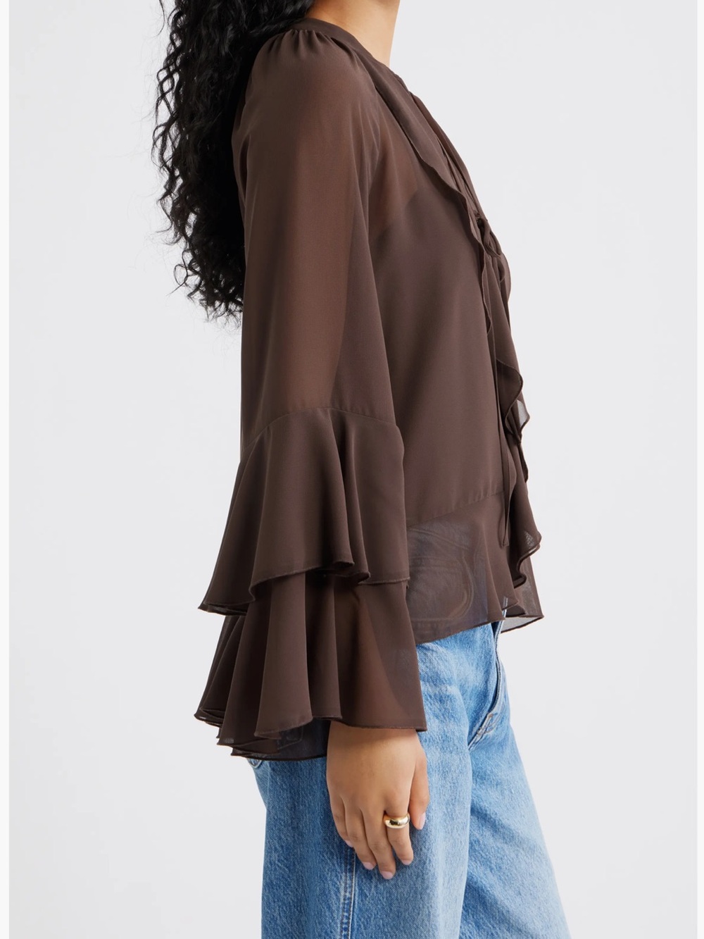 Open Edit Chiffon Ruffle Trim Top - Picture 4 of 7